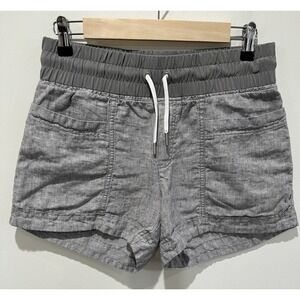Athleta Womens Cabo Linen Sz 2 4" Short Pull On Stretch Drawstring Gray Resort‎